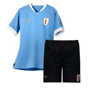 Uruguay Hjemmebanesæt Børn VM 2022 Kort ærmer (+ korte bukser)